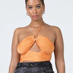 Loriella Ring Detail Bodysuit Orange